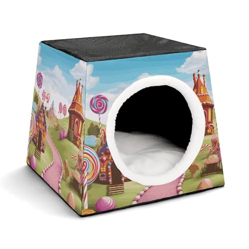 Capsule Pet Waterloo Candy Land Bedrucktes faltbares Hundehaus Katzenhöhle weiches Kätzchenbett warmes Kaninchennest Chinchillas Versteck für kleine und mittelgroße Tiere im Innenbereich Capsule Pet Waterloo Candy Land Bedrucktes faltbares Hundehaus Katzenhöhle weiches Kätzchenbett warmes Kaninchennest Chinchillas Versteck für kleine und mittelgroße Tiere im Innenbereich von JTKLQBN