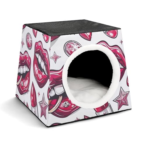 Capsule Pet Waterloo Cartoon-Stil, Lippen, bedruckt, faltbar, Hundehaus, Katzenhöhle, weiches Kätzchenbett, warmes Kaninchennest, Chinchillas, Versteck für kleine und mittelgroße Tiere Capsule Pet Waterloo Cartoon-Stil, Lippen, bedruckt, faltbar, Hundehaus, Katzenhöhle, weiches Kätzchenbett, warmes Kaninchennest, Chinchillas, Versteck für kleine und mittelgroße Tiere von JTKLQBN