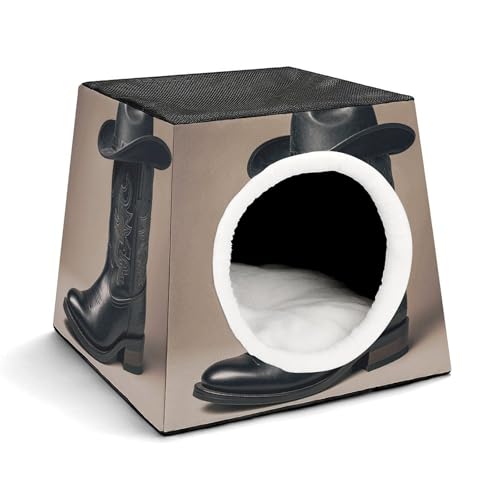 Capsule Pet Waterloo Cowboy, schwarzer Hut, Westernstiefel, bedruckt, faltbar, Hundehaus, Katzenhöhle, weiches Kätzchenbett, warmes Kaninchennest, Chinchillas, Versteck für kleine und mittelgroße Capsule Pet Waterloo Cowboy, schwarzer Hut, Westernstiefel, bedruckt, faltbar, Hundehaus, Katzenhöhle, weiches Kätzchenbett, warmes Kaninchennest, Chinchillas, Versteck für kleine und mittelgroße von JTKLQBN