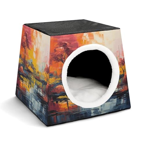 Capsule Pet Waterloo Hundehaus, Katzenhöhle, buntes Gemälde, bedruckt, faltbar, weiches Kätzchenbett, warmes Kaninchennest, Chinchillas, Versteck für kleine und mittelgroße Tiere Capsule Pet Waterloo Hundehaus, Katzenhöhle, buntes Gemälde, bedruckt, faltbar, weiches Kätzchenbett, warmes Kaninchennest, Chinchillas, Versteck für kleine und mittelgroße Tiere von JTKLQBN
