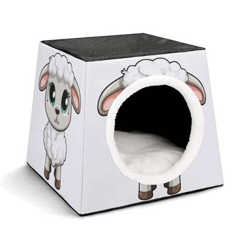 Capsule Pet Waterloo Lamm bedrucktes faltbares Hundehaus Katzenhöhle weiches Kätzchenbett warmes Kaninchennest Chinchillas Versteck für kleine und mittelgroße Tiere im Innenbereich Capsule Pet Waterloo Lamm bedrucktes faltbares Hundehaus Katzenhöhle weiches Kätzchenbett warmes Kaninchennest Chinchillas Versteck für kleine und mittelgroße Tiere im Innenbereich von JTKLQBN
