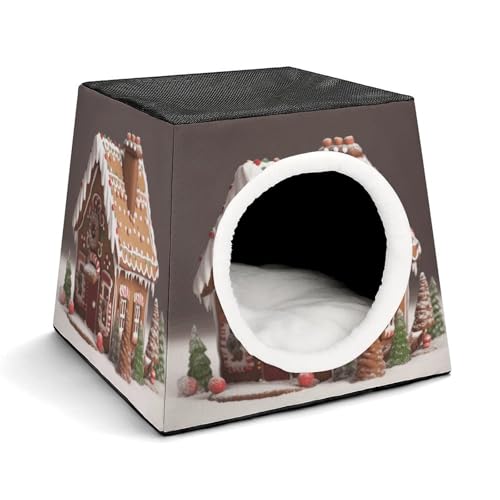 Capsule Pet Waterloo Lebkuchenhaus bedrucktes faltbares Hundehaus Katzenhöhle weiches Kätzchenbett warmes Kaninchennest Chinchillas Versteck für kleine und mittelgroße Tiere im Innenbereich Capsule Pet Waterloo Lebkuchenhaus bedrucktes faltbares Hundehaus Katzenhöhle weiches Kätzchenbett warmes Kaninchennest Chinchillas Versteck für kleine und mittelgroße Tiere im Innenbereich von JTKLQBN