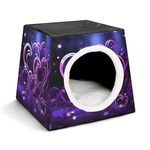 Capsule Pet Waterloo Modisches lila Herzen, bedruckt, faltbar, Hundehaus, Katzenhöhle, weiches Kätzchenbett, warmes Kaninchennest, Chinchillas, Versteck für kleine und mittelgroße Tiere Capsule Pet Waterloo Modisches lila Herzen, bedruckt, faltbar, Hundehaus, Katzenhöhle, weiches Kätzchenbett, warmes Kaninchennest, Chinchillas, Versteck für kleine und mittelgroße Tiere von JTKLQBN