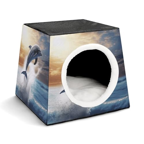 Capsule Pet Waterloo Schönes Delfin-bedrucktes faltbares Hundehaus, Katzenhöhle, weiches Kätzchenbett, warmes Kaninchennest, Chinchillas, Versteck für kleine und mittelgroße Tiere Capsule Pet Waterloo Schönes Delfin-bedrucktes faltbares Hundehaus, Katzenhöhle, weiches Kätzchenbett, warmes Kaninchennest, Chinchillas, Versteck für kleine und mittelgroße Tiere von JTKLQBN