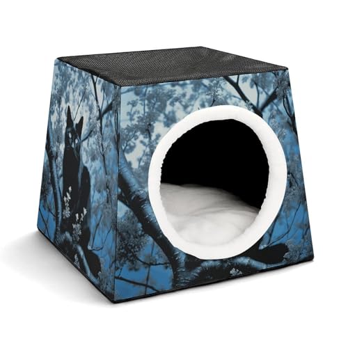 Capsule Pet Waterloo Schwarze Katze auf Baum, bedruckt, faltbar, Hundehaus, Katzenhöhle, weiches Kätzchenbett, warmes Kaninchennest, Chinchillas, Versteck für kleine und mittelgroße Tiere Capsule Pet Waterloo Schwarze Katze auf Baum, bedruckt, faltbar, Hundehaus, Katzenhöhle, weiches Kätzchenbett, warmes Kaninchennest, Chinchillas, Versteck für kleine und mittelgroße Tiere von JTKLQBN