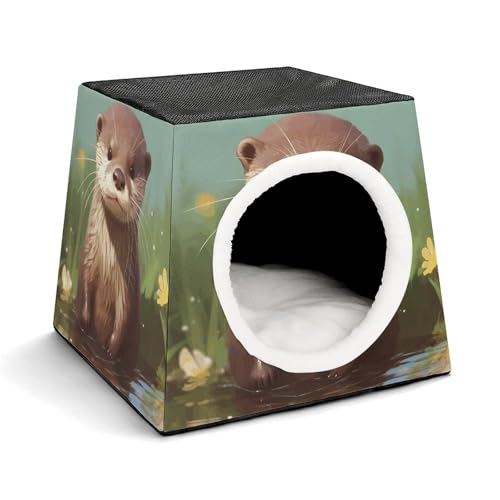 Capsule Pet Waterloo niedlicher Otter bedrucktes faltbares Hundehaus Katzenhöhle, weiches Kätzchenbett, warmes Kaninchennest, Chinchillas, Versteck für kleine und mittelgroße Tiere Capsule Pet Waterloo niedlicher Otter bedrucktes faltbares Hundehaus Katzenhöhle, weiches Kätzchenbett, warmes Kaninchennest, Chinchillas, Versteck für kleine und mittelgroße Tiere von JTKLQBN