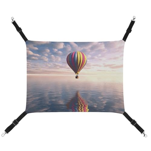 JTKLQBN 42 x 33 cm hängende Haustier-Hängematte mit Heißluftballon über dem Meer, bedrucktes Bett, weiche Haustiermatte mit verstellbaren Riemen, atmungsaktive Hängematte für Katzen, Frettchen, kleine JTKLQBN 42 x 33 cm hängende Haustier-Hängematte mit Heißluftballon über dem Meer, bedrucktes Bett, weiche Haustiermatte mit verstellbaren Riemen, atmungsaktive Hängematte für Katzen, Frettchen, kleine von JTKLQBN