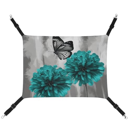 JTKLQBN Hängende Haustier-Hängematte, 42 x 33 cm, Grau, Blaugrün, Blume, Schmetterling, Bett, weiche Haustiermatte mit verstellbaren Riemen, atmungsaktive Hängematte für Katzen, Frettchen, kleine JTKLQBN Hängende Haustier-Hängematte, 42 x 33 cm, Grau, Blaugrün, Blume, Schmetterling, Bett, weiche Haustiermatte mit verstellbaren Riemen, atmungsaktive Hängematte für Katzen, Frettchen, kleine von JTKLQBN