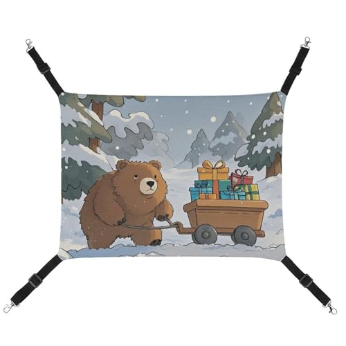 JTKLQBN Hängende Haustier-Hängematte, 42 x 33 cm, mit Bär bedruckt, weiche Haustiermatte mit verstellbaren Riemen, atmungsaktive Hängematte für Katzen, Frettchen, kleine Hunde, Kaninchen JTKLQBN Hängende Haustier-Hängematte, 42 x 33 cm, mit Bär bedruckt, weiche Haustiermatte mit verstellbaren Riemen, atmungsaktive Hängematte für Katzen, Frettchen, kleine Hunde, Kaninchen von JTKLQBN