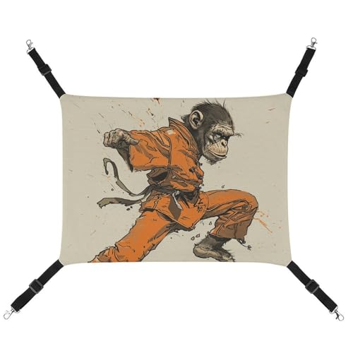 JTKLQBN Hängende Haustier-Hängematte, 42 x 33 cm, orangefarbenes Hemd, Affe, bedrucktes Bett, weiche Haustiermatte mit verstellbaren Riemen, atmungsaktive Hängematte für Katzen, Frettchen, kleine JTKLQBN Hängende Haustier-Hängematte, 42 x 33 cm, orangefarbenes Hemd, Affe, bedrucktes Bett, weiche Haustiermatte mit verstellbaren Riemen, atmungsaktive Hängematte für Katzen, Frettchen, kleine von JTKLQBN