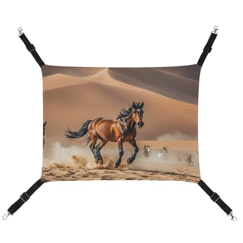 JTKLQBN Hängende Haustier-Hängematte, Pferde, Laufen in Wüste, Sturm, bedrucktes Bett, weiche Haustiermatte mit verstellbaren Riemen, atmungsaktive Hängematte für Katzen, Frettchen, kleine Hunde, JTKLQBN Hängende Haustier-Hängematte, Pferde, Laufen in Wüste, Sturm, bedrucktes Bett, weiche Haustiermatte mit verstellbaren Riemen, atmungsaktive Hängematte für Katzen, Frettchen, kleine Hunde, von JTKLQBN