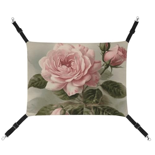 JTKLQBN Hängende Haustier-Hängematte, Vintage, rosa Rose, bedrucktes Bett, weiche Haustiermatte mit verstellbaren Riemen, atmungsaktive Hängematte für Katzen, Frettchen, kleine Hunde, Kaninchen, 42 x JTKLQBN Hängende Haustier-Hängematte, Vintage, rosa Rose, bedrucktes Bett, weiche Haustiermatte mit verstellbaren Riemen, atmungsaktive Hängematte für Katzen, Frettchen, kleine Hunde, Kaninchen, 42 x von JTKLQBN