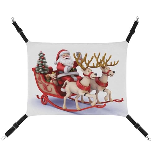 JTKLQBN Hängende Haustier-Hängematte, Weihnachtsmann, Rentier, Schlitten, bedrucktes Bett, weiche Haustiermatte mit verstellbaren Trägern, atmungsaktive Hängematte für Katzen, Frettchen, kleine Hunde, JTKLQBN Hängende Haustier-Hängematte, Weihnachtsmann, Rentier, Schlitten, bedrucktes Bett, weiche Haustiermatte mit verstellbaren Trägern, atmungsaktive Hängematte für Katzen, Frettchen, kleine Hunde, von JTKLQBN