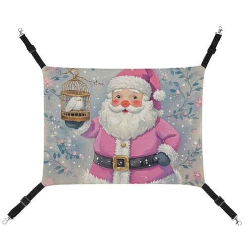 JTKLQBN Hängende Haustier-Hängematte, Weihnachtsmann, bedrucktes Bett, weiche Haustiermatte mit verstellbaren Riemen, atmungsaktive Hängematte für Katzen, Frettchen, kleine Hunde, Kaninchen, 42 x 33 von JTKLQBN