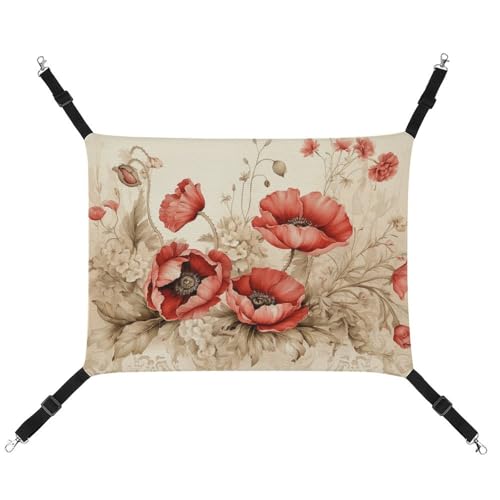 JTKLQBN Hängende Haustier-Hängematte mit Mohnblumen und Spitze, bedruckt, weiche Haustiermatte mit verstellbaren Riemen, atmungsaktive Hängematte für Katzen, Frettchen, kleine Hunde, Kaninchen, 42 x JTKLQBN Hängende Haustier-Hängematte mit Mohnblumen und Spitze, bedruckt, weiche Haustiermatte mit verstellbaren Riemen, atmungsaktive Hängematte für Katzen, Frettchen, kleine Hunde, Kaninchen, 42 x von JTKLQBN