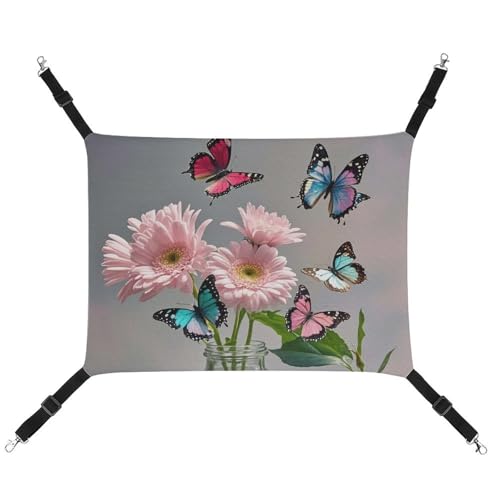 JTKLQBN Hängende Haustierhängematte mit Blumen unter Glasbehälter, 42 x 33 cm, bedrucktes Bett, weiche Haustiermatte mit verstellbaren Riemen, atmungsaktive Hängematte für Katzen, Frettchen, kleine JTKLQBN Hängende Haustierhängematte mit Blumen unter Glasbehälter, 42 x 33 cm, bedrucktes Bett, weiche Haustiermatte mit verstellbaren Riemen, atmungsaktive Hängematte für Katzen, Frettchen, kleine von JTKLQBN