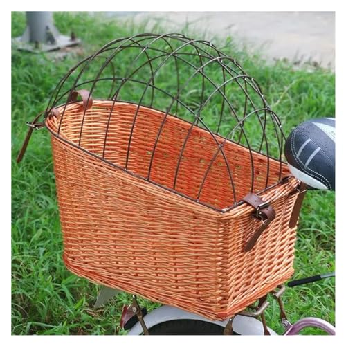 Hundekorb Fahrrad Vorne Fahrrad-Haustierkorb, Aufbewahrungskorb Mit Eisenabdeckung, Hunde- Und Katzenkorb, Fahrrad-hinterer Gewebter Korb, Fahrradzubehör(1) von JTKSSCS