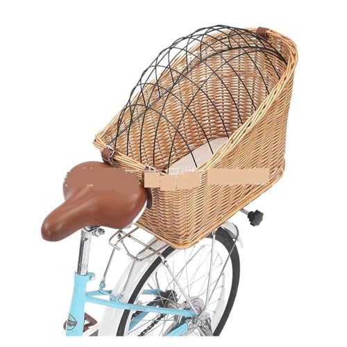 Hundekorb Fahrrad Vorne Fahrrad-Haustierkorb, Aufbewahrungskorb Mit Eisenabdeckung, Hunde- Und Katzenkorb, Fahrrad-hinterer Gewebter Korb, Fahrradzubehör(2) von JTKSSCS
