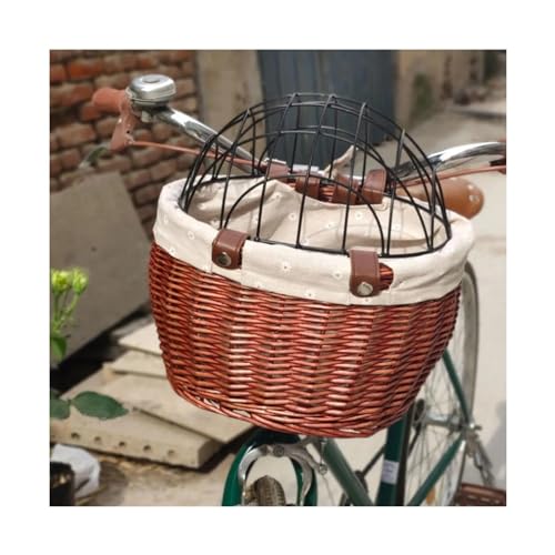 Hundekorb Fahrrad Vorne Haustiere, Katzen, Hunde, Fahrrad-Frontkorbhalter for Rennräder, Einkaufen, Reiten(Brown) von JTKSSCS