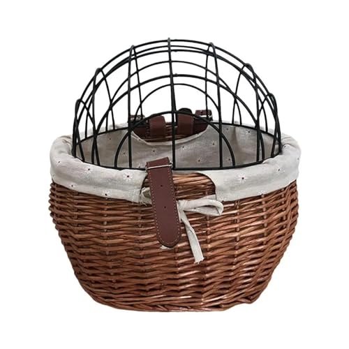 Hundekorb Fahrrad Vorne Katze Hund Fahrrad Vorne Lenker Korb Handgewebte Wicker Haustiere Sitz Rennrad Korb Haustier Katze Hund Träger Radfahren Zubehör von JTKSSCS