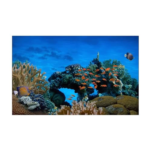 JTKSSCS Aquarium RüCkwand Aquarium Hintergrund Aufkleber Blau Submarine Korallen Poster Dekoration Selbstklebende Tapete Hintergrund(50x100cm) von JTKSSCS