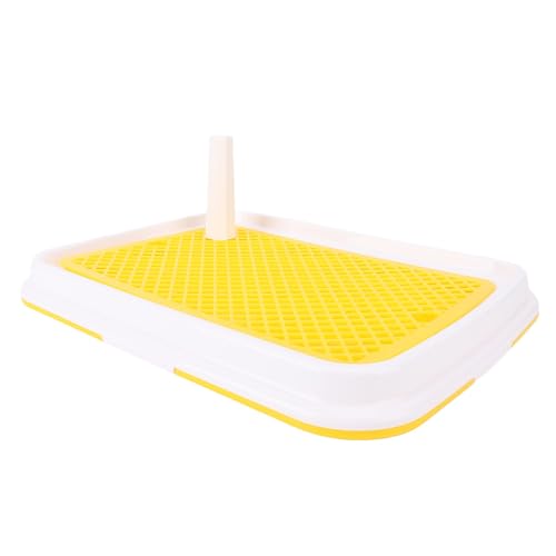 Hundetoilette Hocher Geruchssicher Leicht zu Reinigen Plastikpee Padhalter Haustiertöpfchen für Kleine Hunde (Gelb) von JTLB
