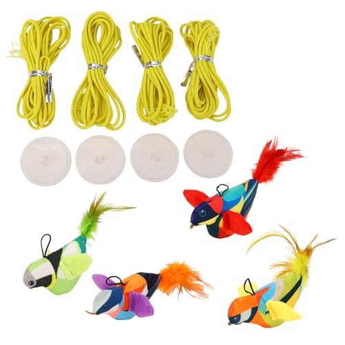JTLB 4 Stück Interaktives Katzenspielzeug Zum Aufhängen, Vogel, Leuchtende, Lebensechte Designs, Soundfunktion, Robuste Materialien, Katzenminze, Mehrweg-Spiel für Hauskatzen, JTLB 4 Stück Interaktives Katzenspielzeug Zum Aufhängen, Vogel, Leuchtende, Lebensechte Designs, Soundfunktion, Robuste Materialien, Katzenminze, Mehrweg-Spiel für Hauskatzen, von JTLB