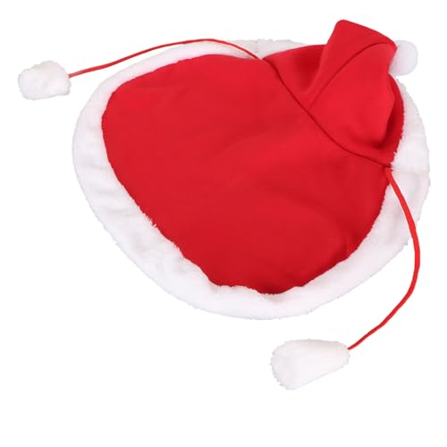 JTLB Entzückender Weihnachtsumhang für Haustiere mit Haarball, Rot-weißer Flanell-Plüschponcho, Ideal für Feiertagspartys und Festliche Feiern (L) von JTLB