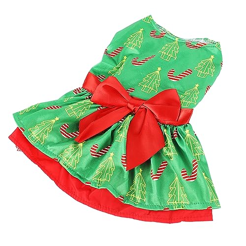 JTLB Festliches Hundekleid, Süßes Weihnachtsbaummuster, Welpen-Sommerkleid, Ideal für Weihnachtsfeier und Alltagskleidung (L) von JTLB