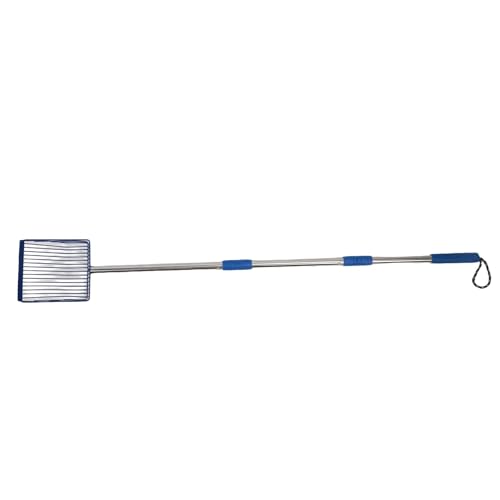 JTLB Langgriff Metal Cat Crates Müllschaufel, Teleskopgriff, Nicht -Stick, Einstellbar für die Reinigung des Hühnerkoops (Blau) von JTLB