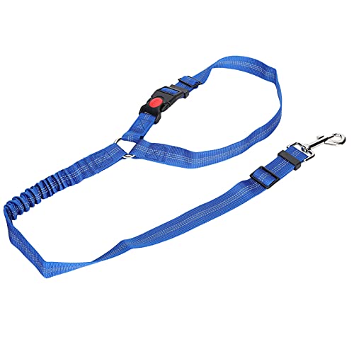 Verstellbarer Haustier-Kopfstützen-Sicherheitsgurt, Reflektierender Sicherheitsgurt für Hunde für Sichere Autofahrten mit Nylon-Material (Blau) von JTLB