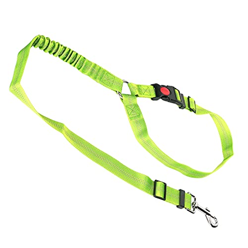 Verstellbarer Haustier-Kopfstützen-Sicherheitsgurt, Reflektierender Sicherheitsgurt für Hunde für Sichere Autofahrten mit Nylon-Material (Leuchtendes Grün) von JTLB