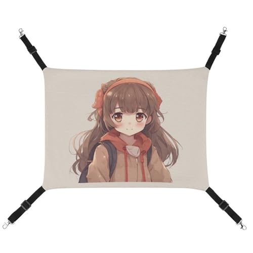 Haustier-Hängematte, japanischer Anime-Druck, verstellbar, hängendes Katzenbett für Katzen, kleine Hunde, Kaninchen oder andere Kleintiere mit Metallhaken von JTREHY