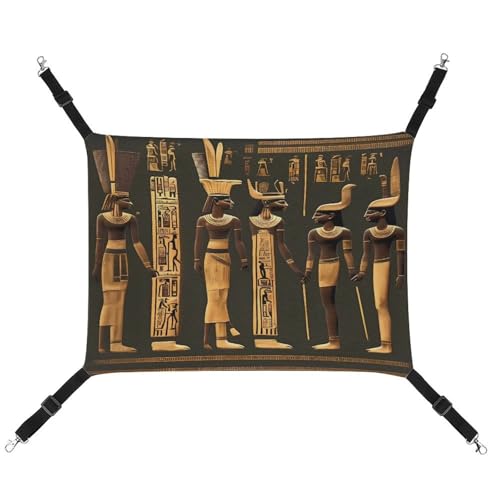 JTREWBV Hängematte, für kleine Tiere, altägyptischer Hieroglyphen-Druck, hängende Haustier-Hängematte, Käfig-Hängematte mit verstellbaren Riemen und Metallhaken JTREWBV Hängematte, für kleine Tiere, altägyptischer Hieroglyphen-Druck, hängende Haustier-Hängematte, Käfig-Hängematte mit verstellbaren Riemen und Metallhaken von JTREWBV