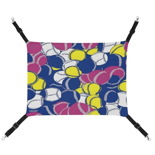 JTREWBV Hängematte, für kleine Tiere, bunt, Softball-Druck, hängende Haustier-Hängematte, Käfig-Hängematte mit verstellbaren Riemen und Metallhaken JTREWBV Hängematte, für kleine Tiere, bunt, Softball-Druck, hängende Haustier-Hängematte, Käfig-Hängematte mit verstellbaren Riemen und Metallhaken von JTREWBV