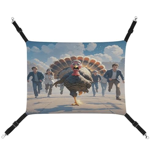 JTREWBV Hängematte, für kleine Tiere, springend, Truthahn-Druck, hängende Haustier-Hängematte, Käfig-Hängematte mit verstellbaren Riemen und Metallhaken JTREWBV Hängematte, für kleine Tiere, springend, Truthahn-Druck, hängende Haustier-Hängematte, Käfig-Hängematte mit verstellbaren Riemen und Metallhaken von JTREWBV