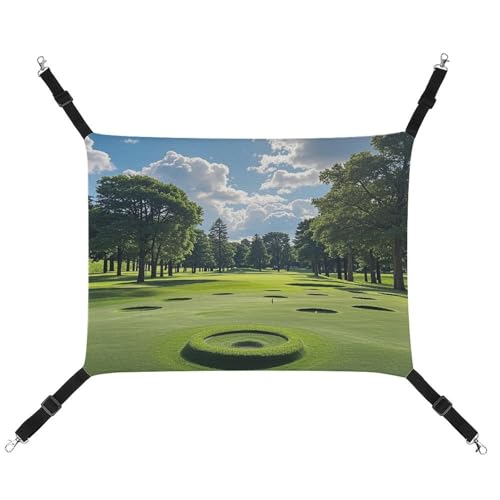 JTREWBV Kleine Tier-Hängematte, Golfplatz-Druck, hängende Haustier-Hängematten, Käfig-Hängematte mit verstellbaren Riemen und Metallhaken JTREWBV Kleine Tier-Hängematte, Golfplatz-Druck, hängende Haustier-Hängematten, Käfig-Hängematte mit verstellbaren Riemen und Metallhaken von JTREWBV