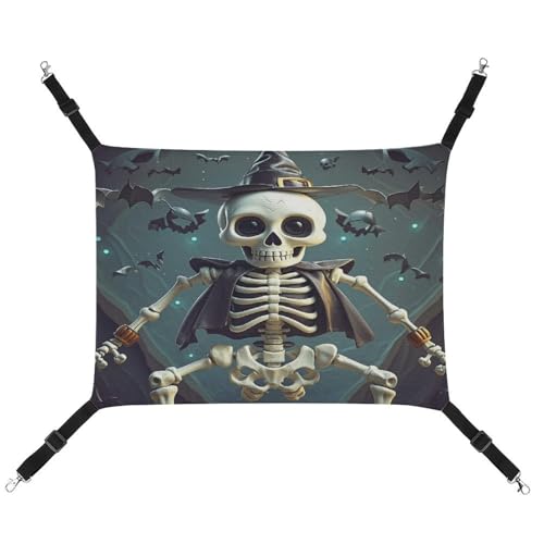 JTREWBV Kleine Tier-Hängematte, Halloween-Skelett-Druck, hängende Haustier-Hängematten, Käfig-Hängematte mit verstellbaren Riemen und Metallhaken JTREWBV Kleine Tier-Hängematte, Halloween-Skelett-Druck, hängende Haustier-Hängematten, Käfig-Hängematte mit verstellbaren Riemen und Metallhaken von JTREWBV