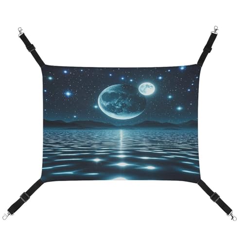 JTREWBV Kleine Tier-Hängematte, Nachtlicht-Druck, hängende Haustier-Hängematten, Käfig-Hängematte mit verstellbaren Riemen und Metallhaken JTREWBV Kleine Tier-Hängematte, Nachtlicht-Druck, hängende Haustier-Hängematten, Käfig-Hängematte mit verstellbaren Riemen und Metallhaken von JTREWBV