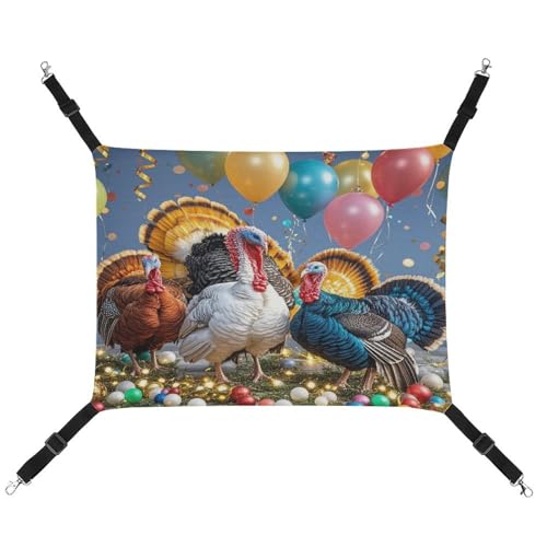 JTREWBV Kleine Tier-Hängematte, lustiger Truthahn-Party-Druck, hängende Haustier-Hängematten, Käfig-Hängematte mit verstellbaren Riemen und Metallhaken JTREWBV Kleine Tier-Hängematte, lustiger Truthahn-Party-Druck, hängende Haustier-Hängematten, Käfig-Hängematte mit verstellbaren Riemen und Metallhaken von JTREWBV