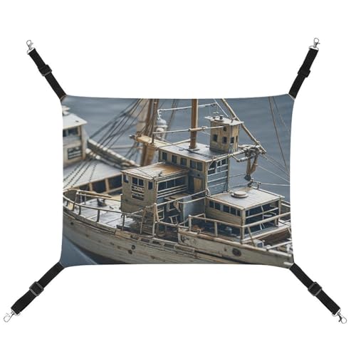 JTREWBV Kleine Tierhängematte, Boot-Druck, hängende Haustier-Hängematten, Käfig-Hängematte mit verstellbaren Riemen und Metallhaken JTREWBV Kleine Tierhängematte, Boot-Druck, hängende Haustier-Hängematten, Käfig-Hängematte mit verstellbaren Riemen und Metallhaken von JTREWBV