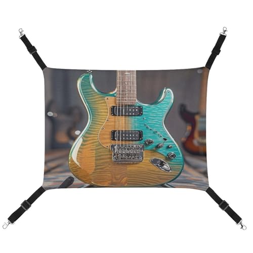 JTREWBV Kleine Tierhängematte, E-Gitarre, bedruckt, hängende Haustier-Hängematten, Käfighängematte, Betten mit verstellbaren Gurten und Metallhaken JTREWBV Kleine Tierhängematte, E-Gitarre, bedruckt, hängende Haustier-Hängematten, Käfighängematte, Betten mit verstellbaren Gurten und Metallhaken von JTREWBV
