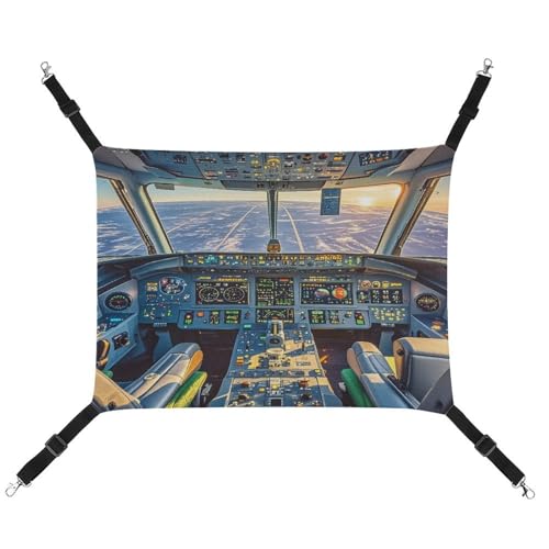 JTREWBV Kleine Tierhängematte, Flugzeug-Cockpit und Sonnenaufgang-Druck, Hängematte, Käfig-Hängematte mit verstellbaren Riemen und Metallhaken JTREWBV Kleine Tierhängematte, Flugzeug-Cockpit und Sonnenaufgang-Druck, Hängematte, Käfig-Hängematte mit verstellbaren Riemen und Metallhaken von JTREWBV