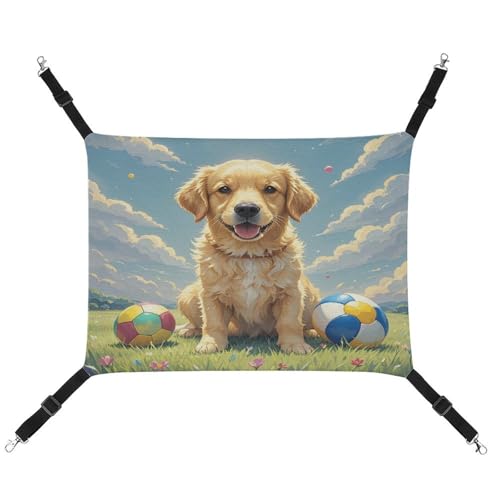 JTREWBV Kleine Tierhängematte, Hund auf dem Rasen, bedruckt, hängende Haustierhängematten, Käfighängematte, Betten mit verstellbaren Riemen und Metallhaken JTREWBV Kleine Tierhängematte, Hund auf dem Rasen, bedruckt, hängende Haustierhängematten, Käfighängematte, Betten mit verstellbaren Riemen und Metallhaken von JTREWBV