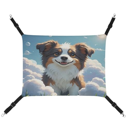 JTREWBV Kleine Tierhängematte, Hund in den Wolken, bedruckt, hängende Haustier-Hängematten, Käfig-Hängematte mit verstellbaren Riemen und Metallhaken JTREWBV Kleine Tierhängematte, Hund in den Wolken, bedruckt, hängende Haustier-Hängematten, Käfig-Hängematte mit verstellbaren Riemen und Metallhaken von JTREWBV