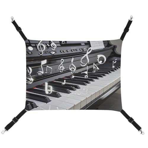 JTREWBV Kleine Tierhängematte, Klaviertasten mit Musiknoten-Druck, hängende Haustier-Hängematten, Käfig-Hängematte mit verstellbaren Riemen und Metallhaken JTREWBV Kleine Tierhängematte, Klaviertasten mit Musiknoten-Druck, hängende Haustier-Hängematten, Käfig-Hängematte mit verstellbaren Riemen und Metallhaken von JTREWBV