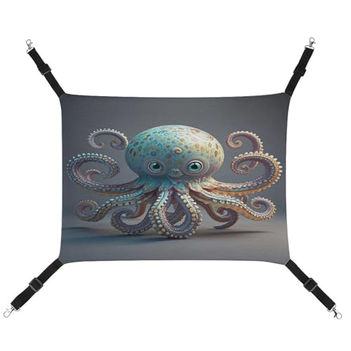 JTREWBV Kleine Tierhängematte, Oktopus-Design, Druck, hängende Haustier-Hängematten, Käfig-Hängematte mit verstellbaren Riemen und Metallhaken JTREWBV Kleine Tierhängematte, Oktopus-Design, Druck, hängende Haustier-Hängematten, Käfig-Hängematte mit verstellbaren Riemen und Metallhaken von JTREWBV