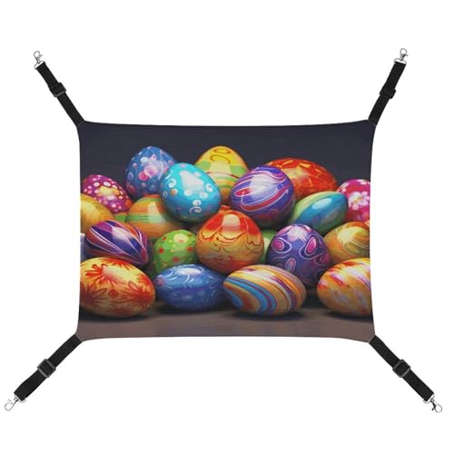 JTREWBV Kleine Tierhängematte, Ostereier-Druck, hängende Haustier-Hängematten, Käfig-Hängematte mit verstellbaren Riemen und Metallhaken JTREWBV Kleine Tierhängematte, Ostereier-Druck, hängende Haustier-Hängematten, Käfig-Hängematte mit verstellbaren Riemen und Metallhaken von JTREWBV