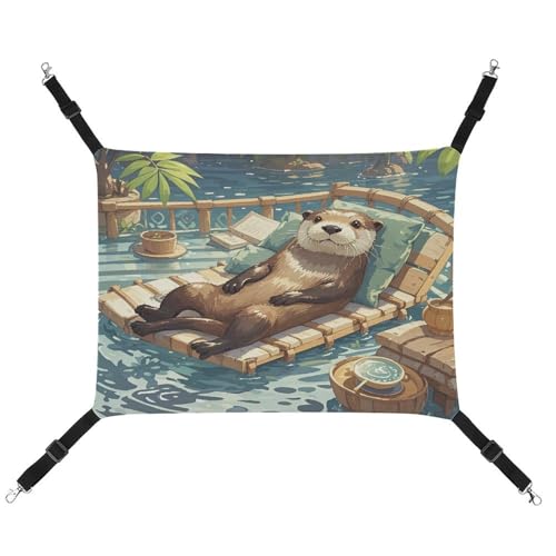 JTREWBV Kleine Tierhängematte, Otter-Tierdruck, hängende Haustier-Hängematten, Käfig-Hängematte mit verstellbaren Riemen und Metallhaken JTREWBV Kleine Tierhängematte, Otter-Tierdruck, hängende Haustier-Hängematten, Käfig-Hängematte mit verstellbaren Riemen und Metallhaken von JTREWBV