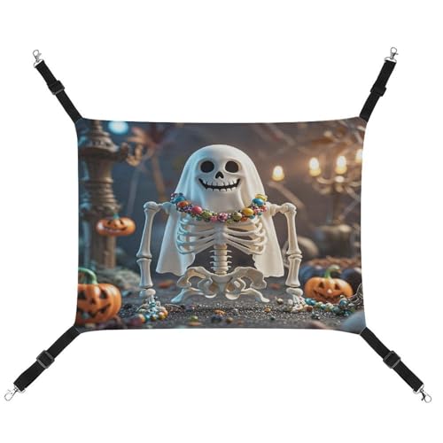JTREWBV Kleine Tierhängematte, Skelett-Party-Druck, hängende Haustier-Hängematten, Käfig-Hängematte mit verstellbaren Riemen und Metallhaken JTREWBV Kleine Tierhängematte, Skelett-Party-Druck, hängende Haustier-Hängematten, Käfig-Hängematte mit verstellbaren Riemen und Metallhaken von JTREWBV